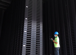 Man in a plastics factory