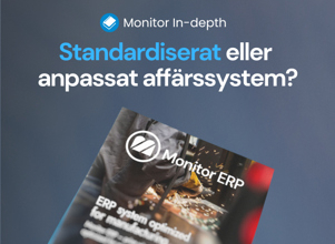 Monitor ERP brochure against a blue background